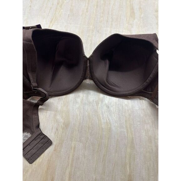 Cacique 46D Cotton Lace-trim Full Coverage Bra Brown New! Underwire - Picture 7 of 7